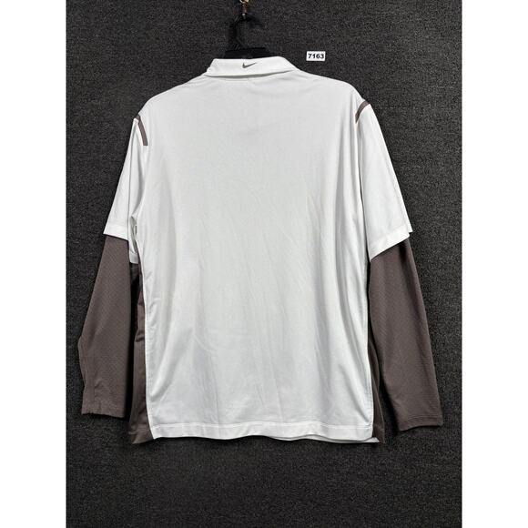 Nike Golf Shirt Mens XL White Gray Dri-Fit Long Sleeve Layered Performance Polo - Picture 2 of 8